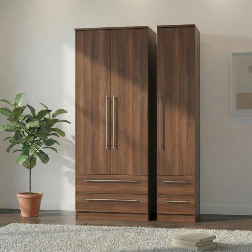 Sherwood Wardrobe - 3 Door - 4 Drawer - Tall - Triple - Walnut