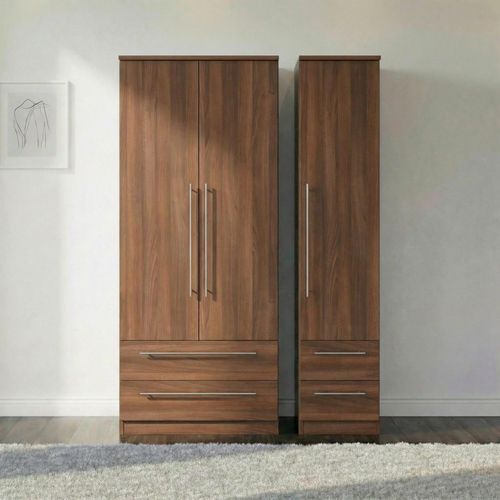 Sherwood Wardrobe - 3 Door - 4 Drawer - Triple - Walnut