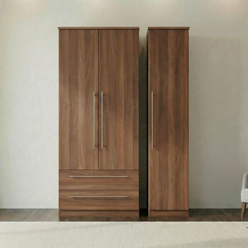 Sherwood Wardrobe - 3 Door - LHF 2 Drawer - Triple - Walnut