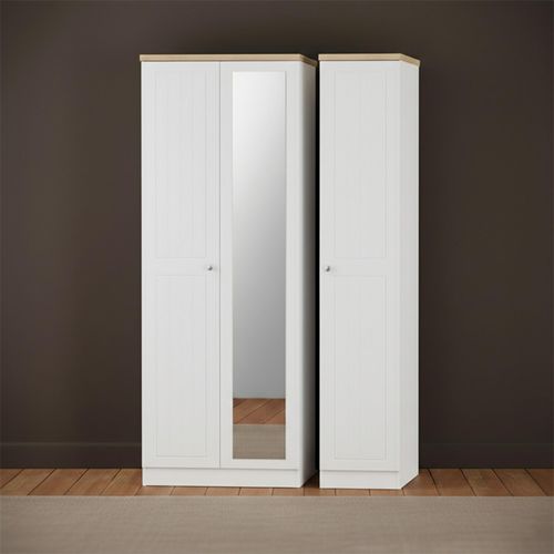Vienna Wardrobe - 3 Door - 1 Mirror - Tall - Triple - Porcelain