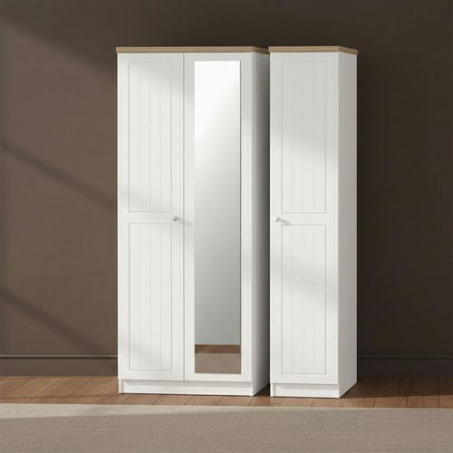 Vienna Wardrobe - 3 Door - 1 Mirror - Triple - Porcelain