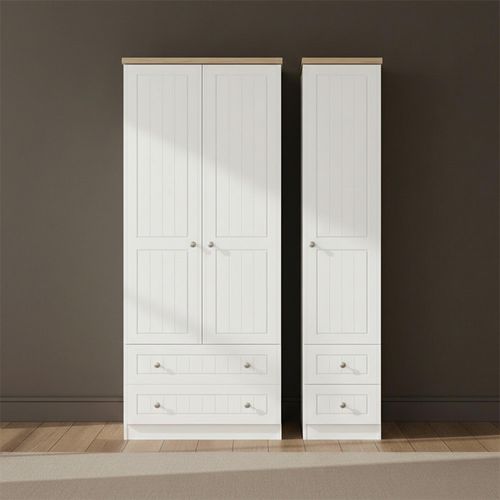 Vienna Wardrobe - 3 Door - 4 Drawers - Tall - Triple - Porcelain