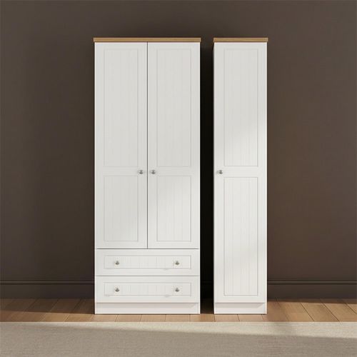 Vienna Wardrobe - 3 Door - LHF 2 Drawers - Tall - Triple - Porcelain