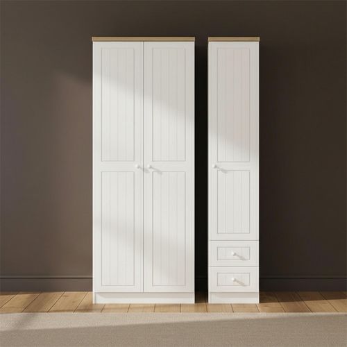 Vienna Wardrobe - 3 Door - RHF 2 Drawers - Tall - Triple - Porcelain