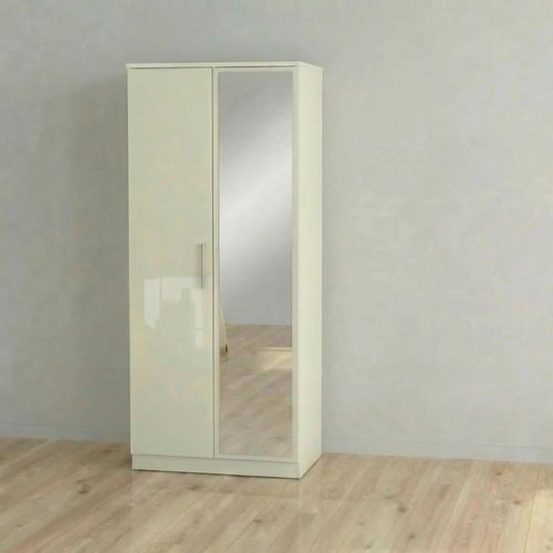 Knightsbridge Wardrobe - 2 Door - 1 Mirror - Cream Gloss
