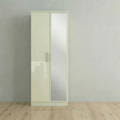 Knightsbridge Wardrobe - 2 Door - 1 Mirror - Tall - Cream Gloss