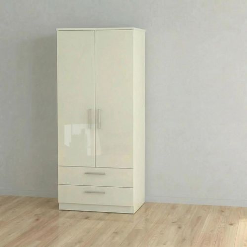 Knightsbridge Wardrobe - 2 Door - 2 Drawer - Double - Cream Gloss