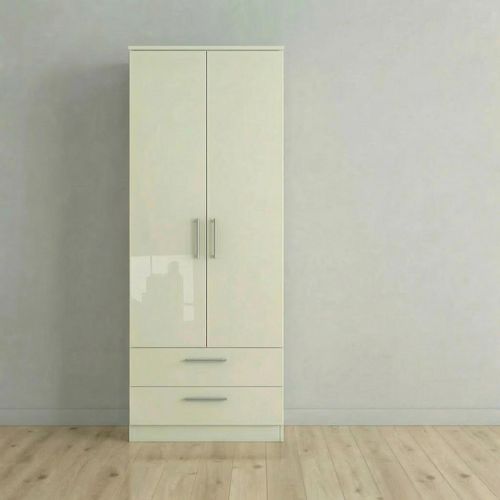 Knightsbridge Wardrobe - 2 Door - 2 Drawer - Tall - Cream Gloss