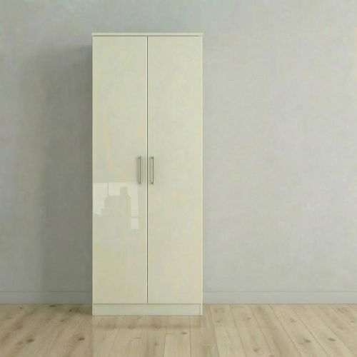 Knightsbridge Wardrobe - 2 Door - Tall Plain - Cream Gloss