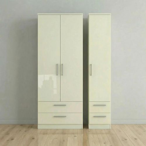 Knightsbridge Wardrobe - 3 Door - 4 Drawers - Tall Triple - Cream Gloss