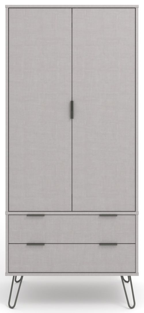 Augusta Grey 2 Door 2 Drawer Wardrobe with Hairpin Legs