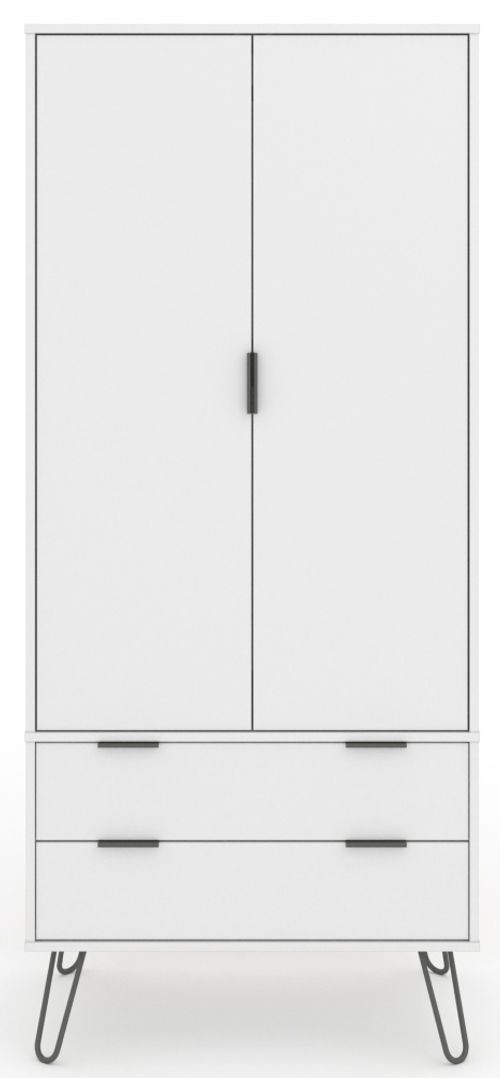 Augusta White 2 Door 2 Drawer Wardrobe with Hairpin Legs