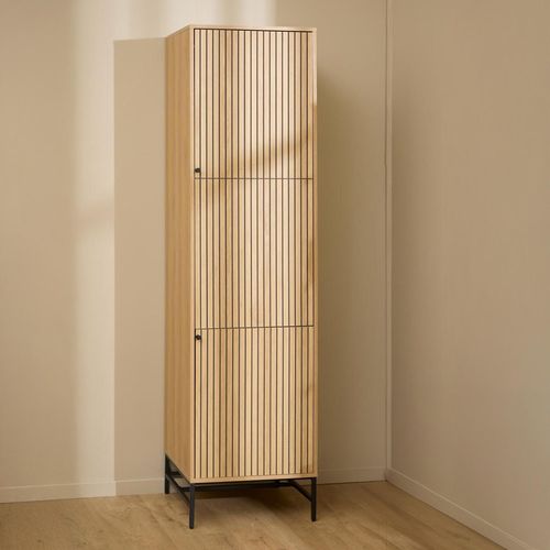 Albany Wardrobe - 2 Door - Narrow - Ribbed Oak
