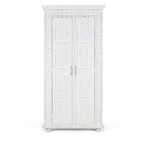 Averie Wardrobe - 2 Door - Distressed White - Mango Wood