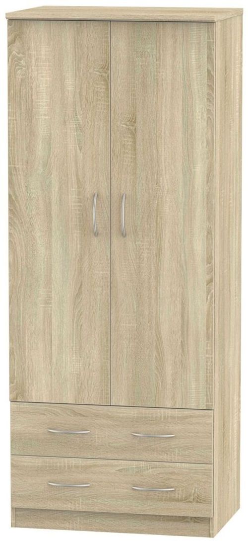 Avon Oak Effect 2 Door 2 Drawer Double Wardrobe