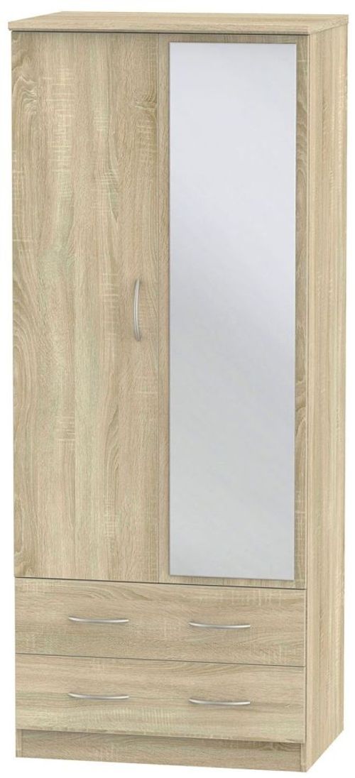 Avon Oak Effect 2 Door Combi Wardrobe - 1 Mirror