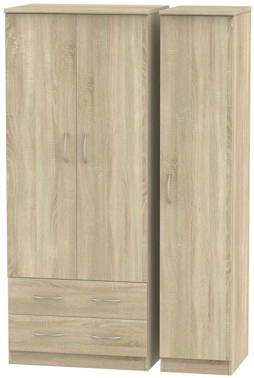 Avon Oak Effect 3 Door Triple Wardrobe - LHF 2 Drawers