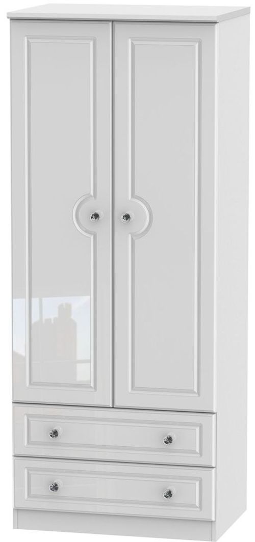 Balmoral White Gloss 2 Door 2 Drawer Double Wardrobe