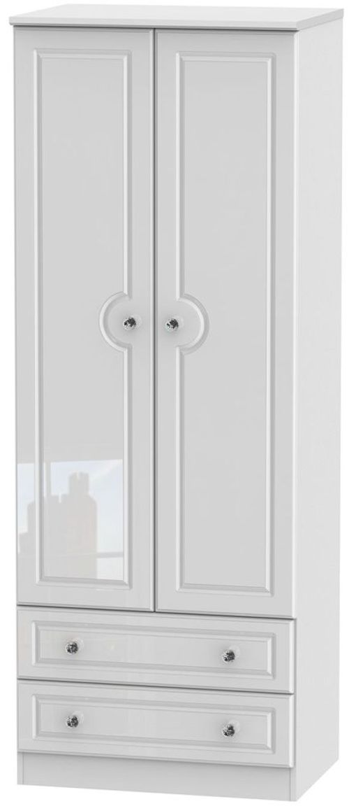 Balmoral White Gloss 2 Door 2 Drawer Tall Wardrobe
