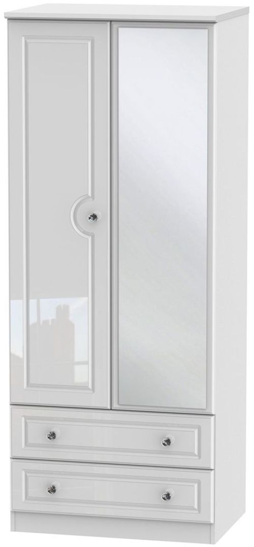 Balmoral White Gloss 2 Door Mirror Combi Wardrobe
