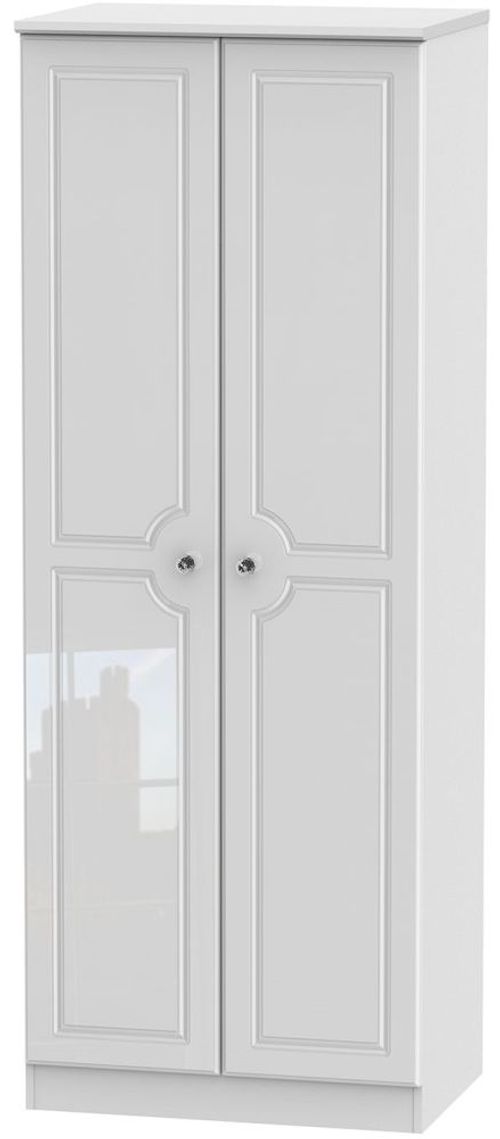 Balmoral White Gloss 2 Door Plain Tall Wardrobe