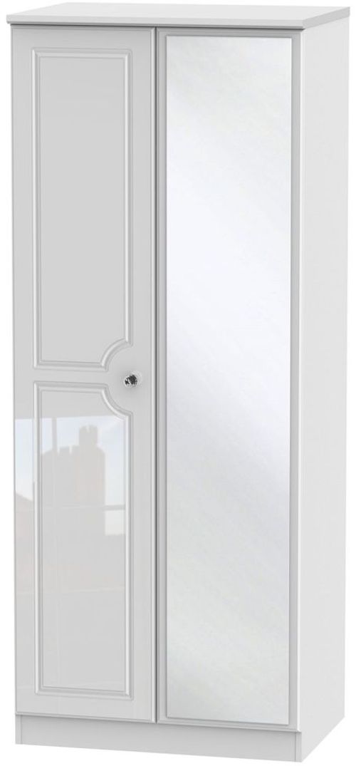 Balmoral White Gloss 2 Door Wardrobe - 1 Mirror