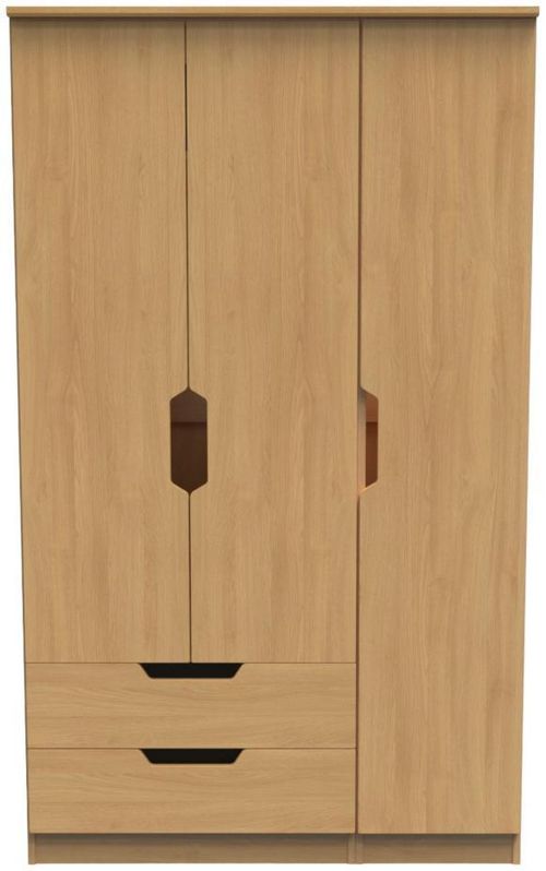 Bella Oak Effect 3 Door Triple Wardrobe - LHF 2 Drawers