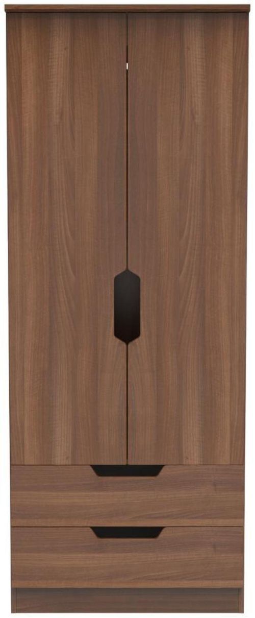 Bella Walnut Effect 2 Door 2 Drawer Double Wardrobe