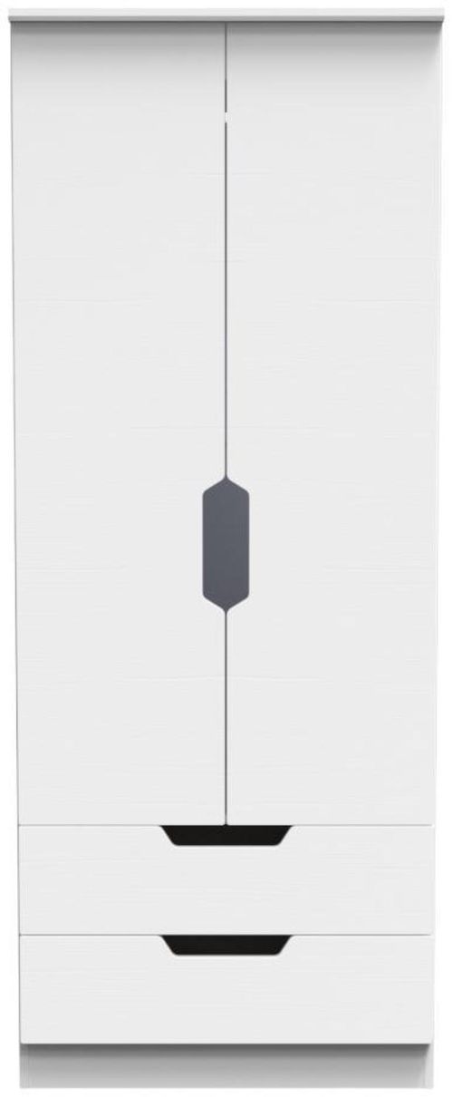 Bella White 2 Door 2 Drawer Double Wardrobe