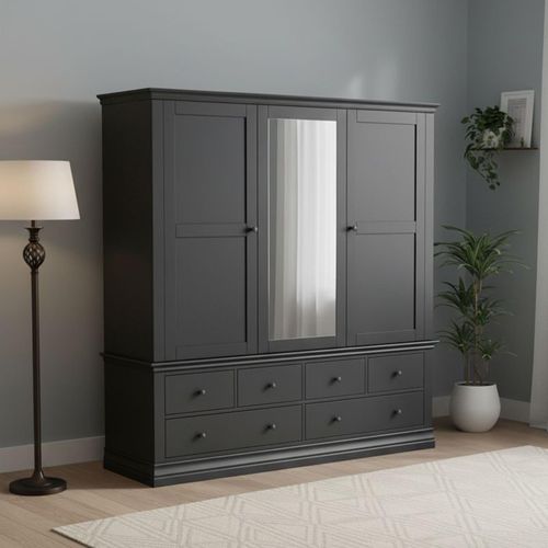 Bordeaux Combi Wardrobe - 3 Door - Charcoal