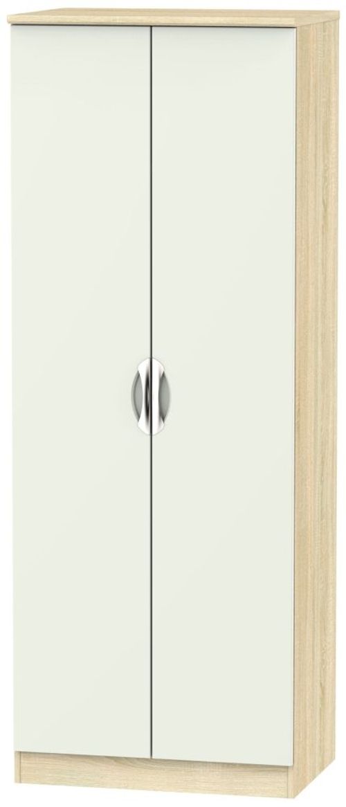 Camden 2 Door Tall Hanging Wardrobe - High Gloss Cashmere and Bardolino