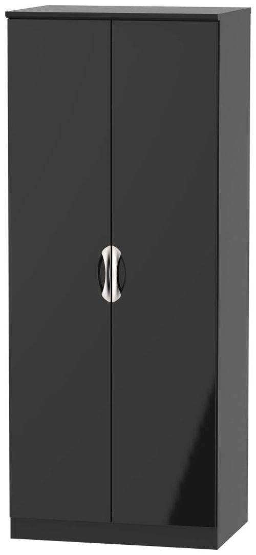 Camden Black Gloss 2 Door Plain Wardrobe