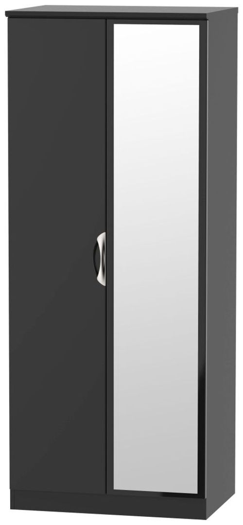 Camden Black Gloss 2 Door Wardrobe - 1 Mirror