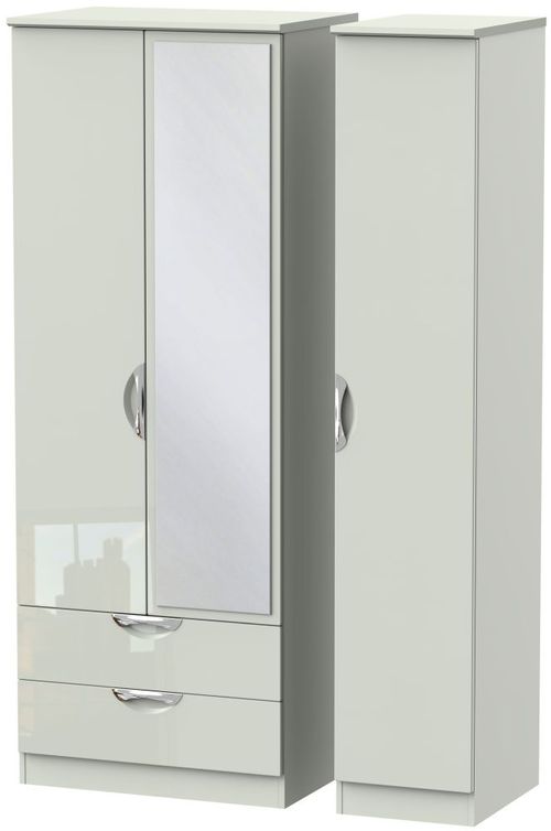 Camden Cashmere 3 Door Tall Combi Wardrobe - 1 Mirror and LHF 2 Drawers