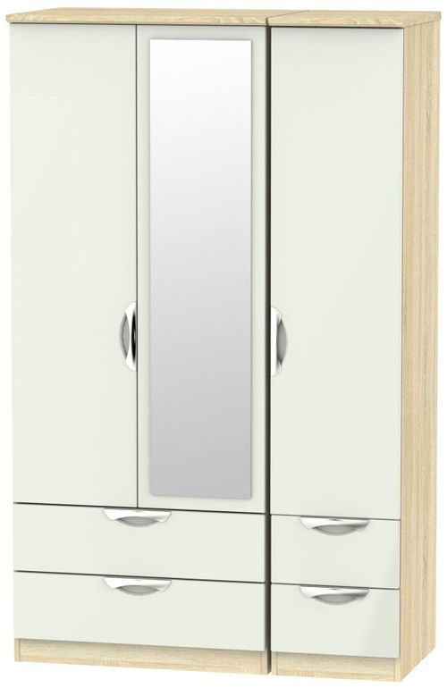Camden Cashmere and Oak Effect 3 Door Combi Wardrobe - 1 Mirror