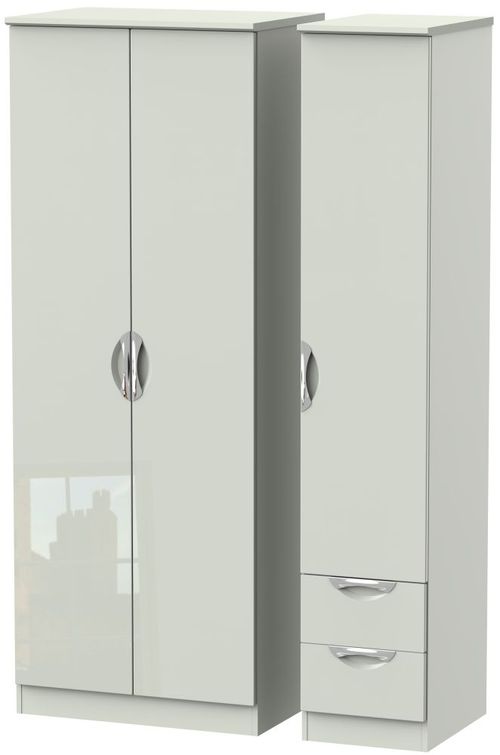 Camden Gloss Cashmere 3 Door Tall Triple Wardrobe - RHF 2 Drawers