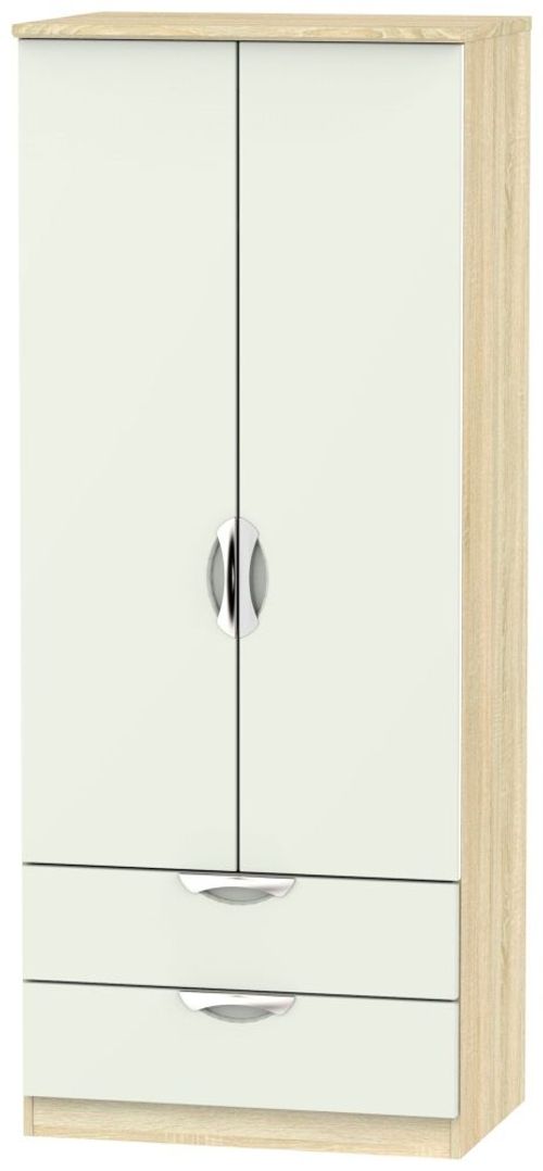 Camden Gloss Cashmere and Oak Effect 2 Door 2 Drawer Double Wardrobe