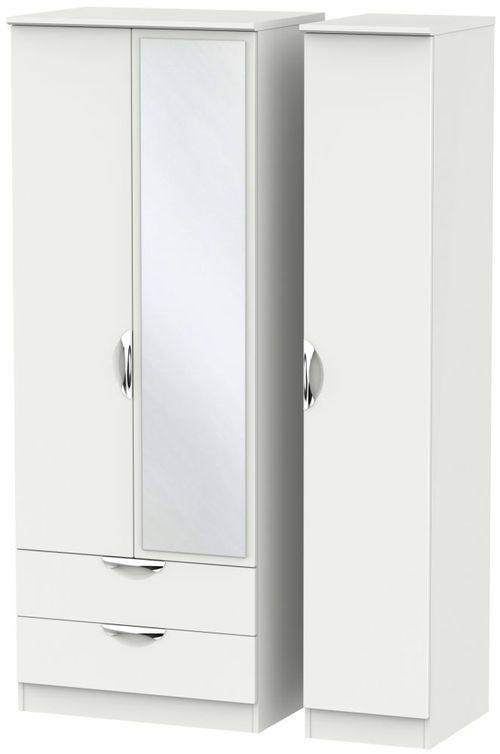 Camden Grey 3 Door Tall Combi Wardrobe - 1 Mirror and LHF 2 Drawers