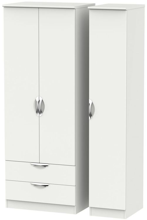 Camden Grey 3 Door Tall Triple Wardrobe - LHF 2 Drawers