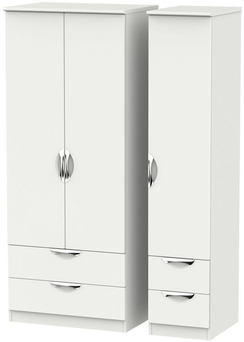 Camden Grey 3 Door Triple Wardrobe - 4 Drawers