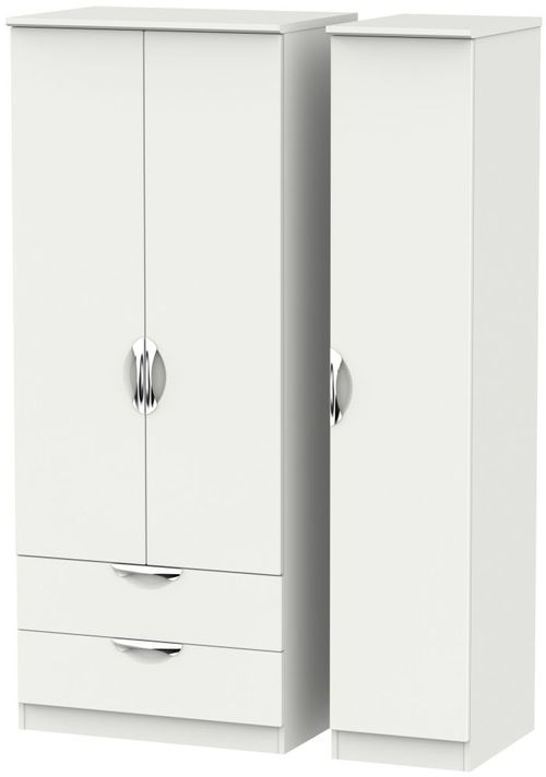 Camden Grey 3 Door Triple Wardrobe - LHF 2 Drawers