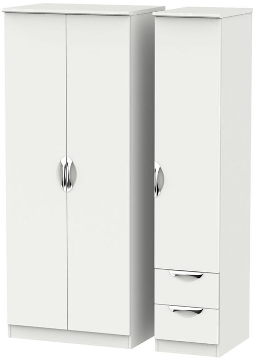 Camden Grey 3 Door Triple Wardrobe - RHF 2 Drawers