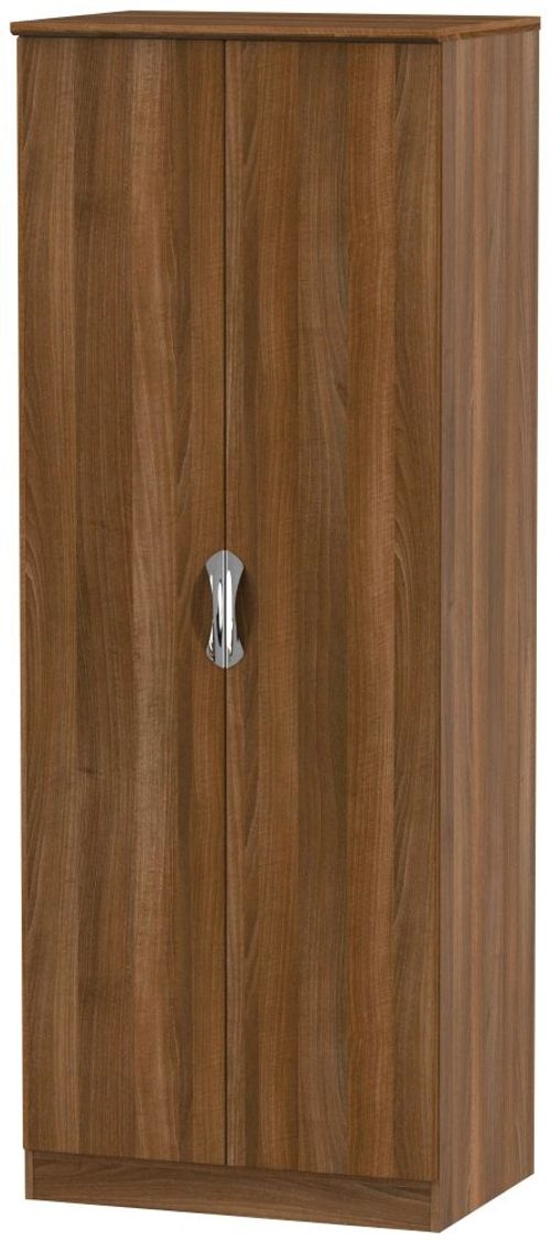 Camden Walnut Effect 2 Door Plain Tall Wardrobe