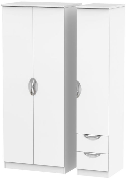Camden White 3 Door Triple Wardrobe - RHF 2 Drawers