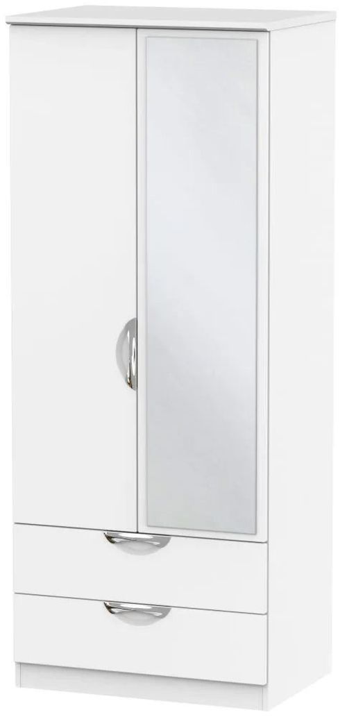 Camden White Matt 2 Door Combi Wardrobe - 1 Mirror