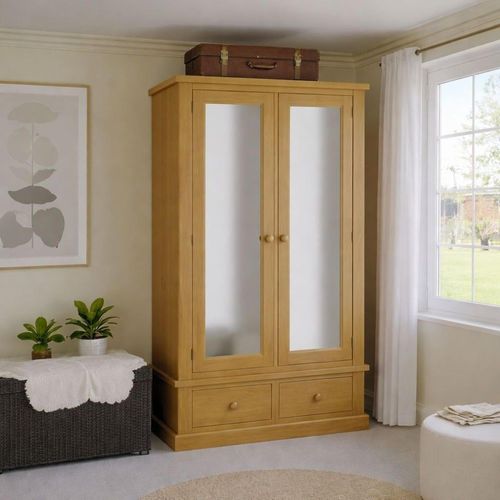 Churchill Waxed Pine 2 Mirror Door Wardrobe
