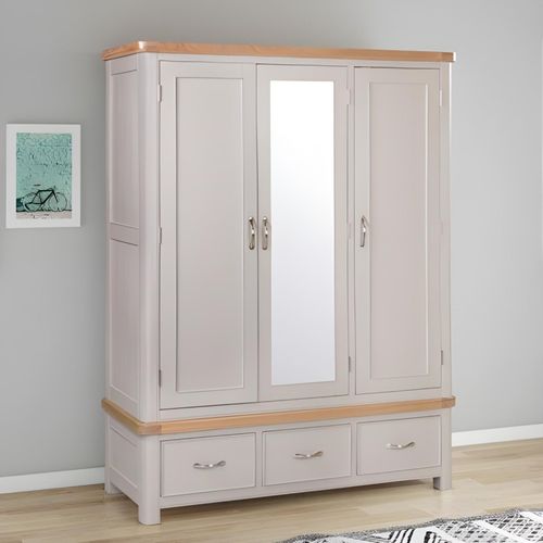Clarion Wardrobe - 3 Door - Combi - Oak and Grey