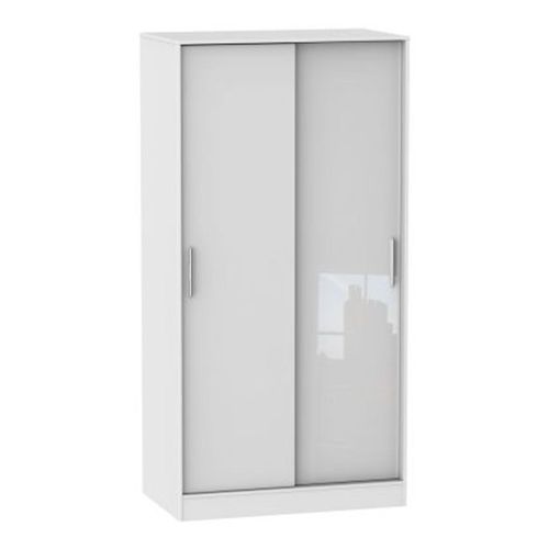 Clearance - Knightsbridge White Gloss 2 Door Sliding Wardrobe - FSS16031