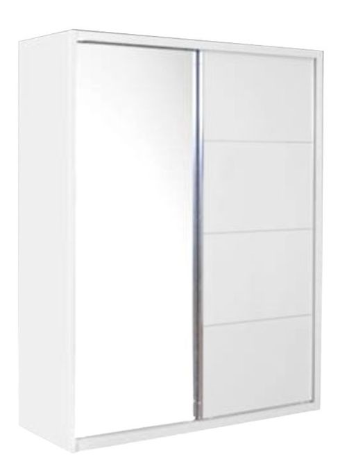 Clearance - Velour 2 Door White High Gloss and Mirror Sliding Wardrobe - FS801