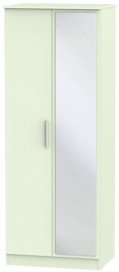 Contrast Cream 2 Door Tall Wardrobe - 1 Mirror
